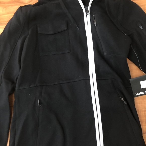 NEW w/tag-HURLEY Warm Fleece Sweatshirt Jacket Detachable Hood SMALL -Cheap Ship - Picture 7 of 8
